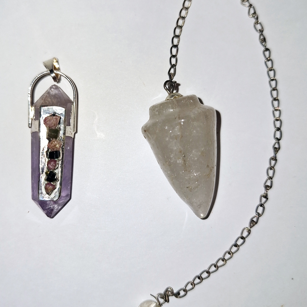 Amethyst Pendant Necklace And Quartz Scrying Pendulum NWOT